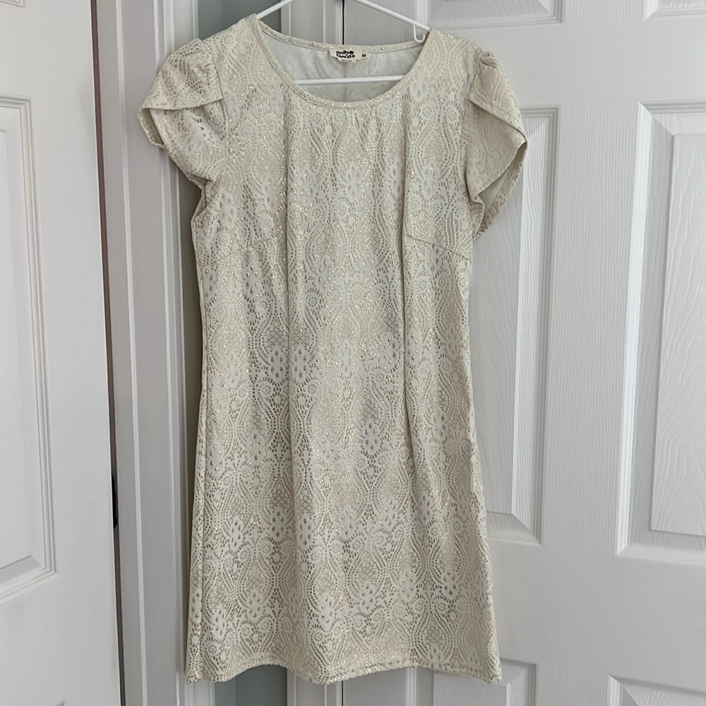 Molly Bracken gold/cream short sleeve dress